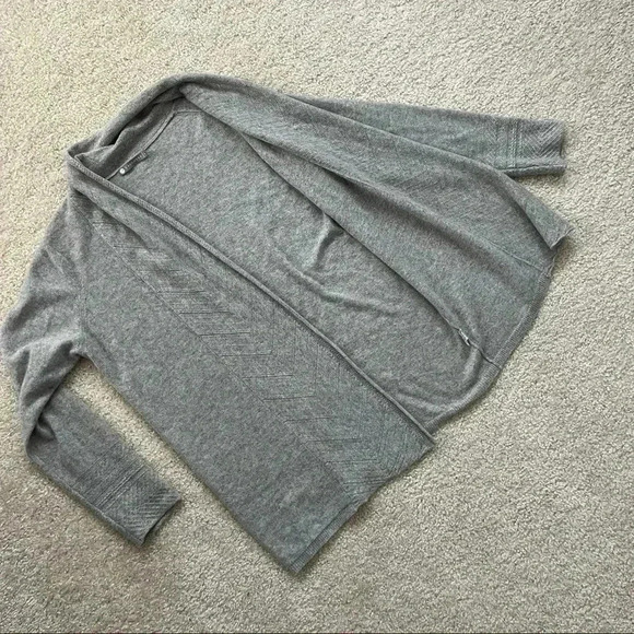 InCashmere Drape Front Open Cardigan Gray Women’s Size Large $219 100% Cashmere - Picture 5 of 16